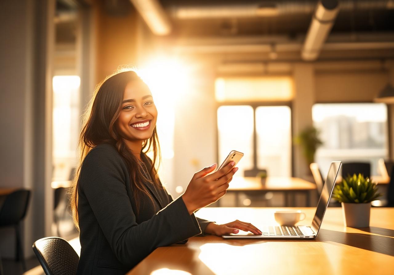 Professional using Jovea to manage her career on the go